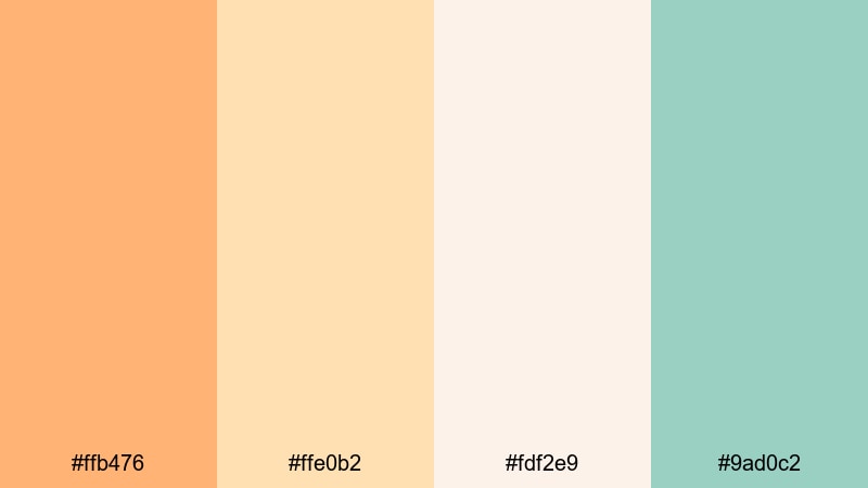 apricot film glow tangerine color palette with hex codes