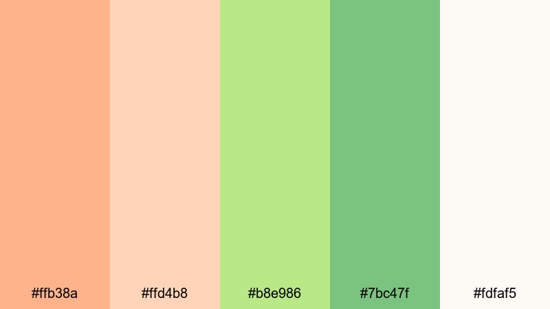 apricot mint mornings orange green color palette with hex codes