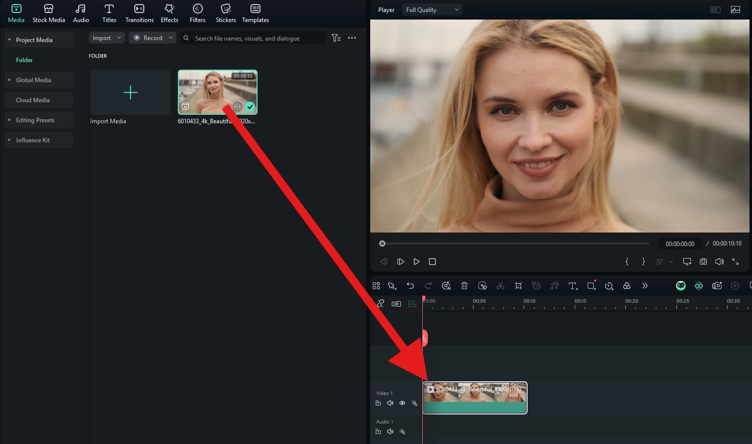 drag video to timeline filmora desktop