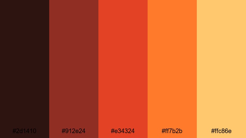 arcade cola crush brown red orange color palette with hex codes