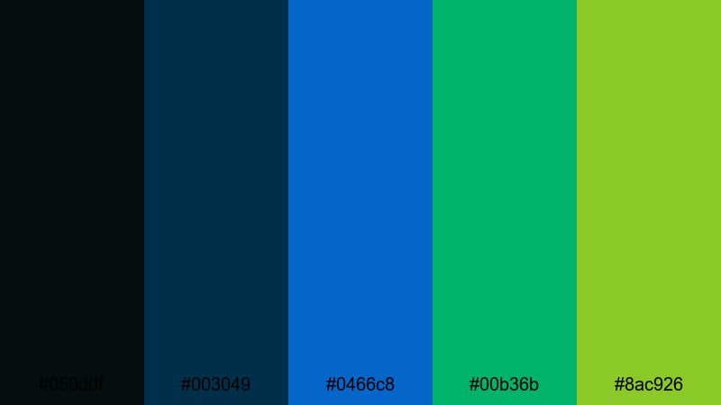 arcade jungle pulse black blue green color palette with hex codes