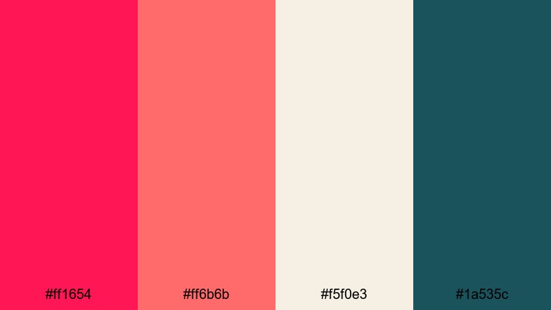 arcade rose punch rose red color palette with hex codes