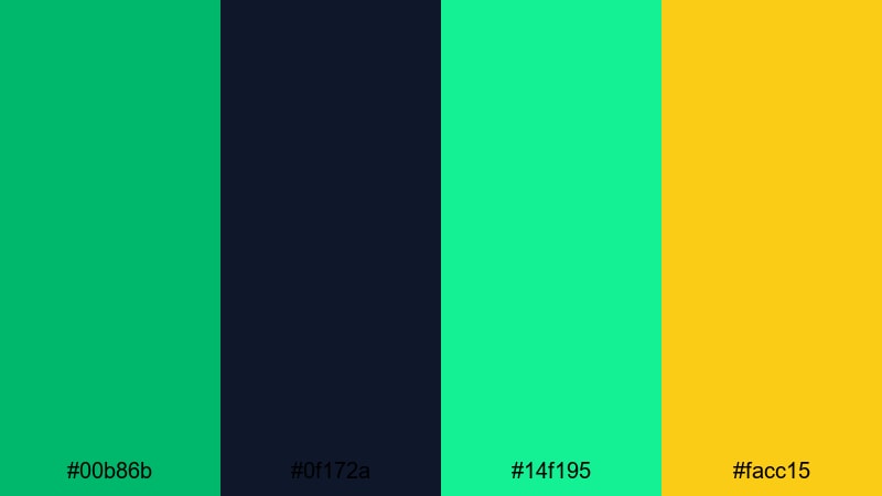 arcade runner green shamrock green color palette with hex codes
