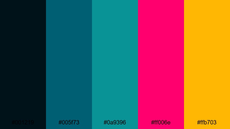 arcade sunset waves teal magenta color palette with hex codes