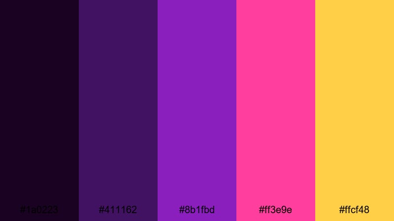 arcade ultraviolet pulse dark violet color palette with hex codes