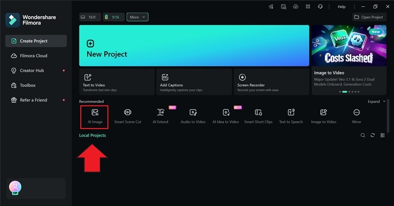 access ai image on filmora