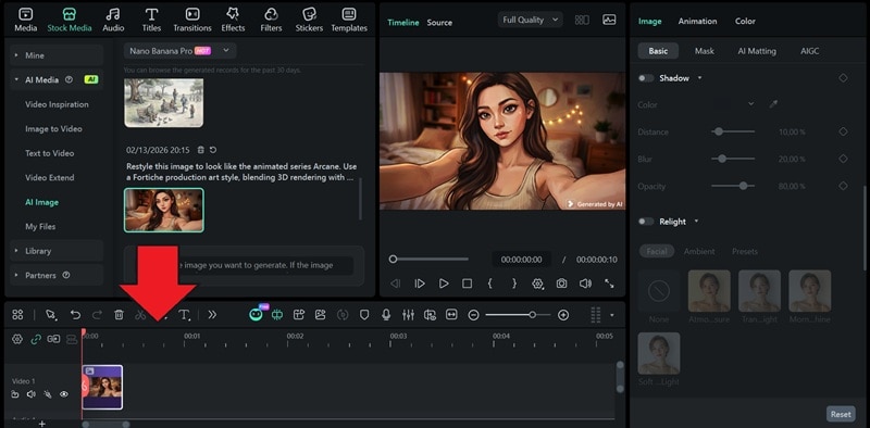 download result and add to timeline