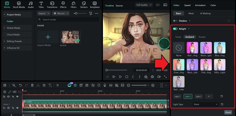 how to use filmora ai relight