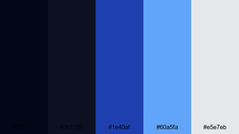 arctic nightfall titles black blue gray color palette with hex codes