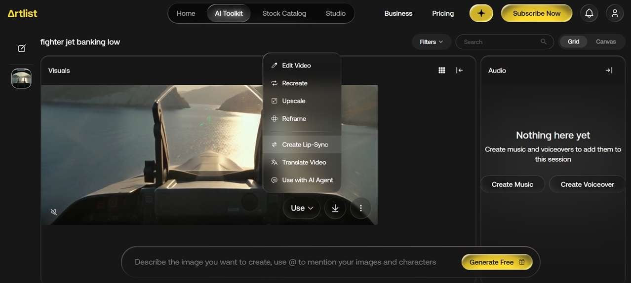 edit artlist ai video result