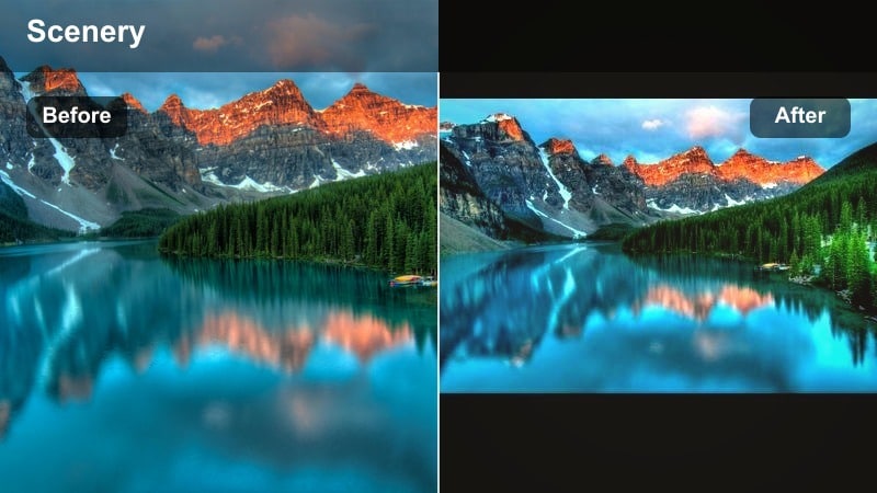 Low-contrast muted sunset over mountains