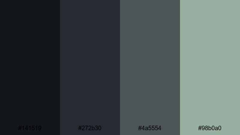 ashen forest mist dark gray color palette with hex codes