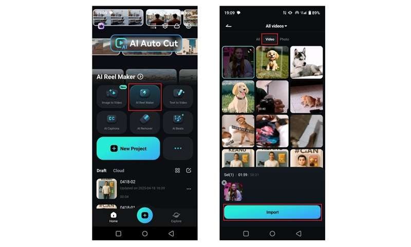 upload your clip to filmora