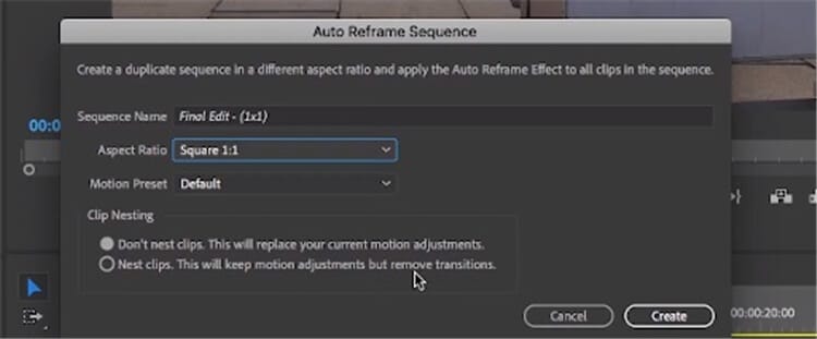 aspect ratio auto reframe premiere pro