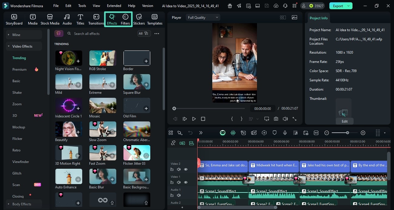 apply filmora visual effects