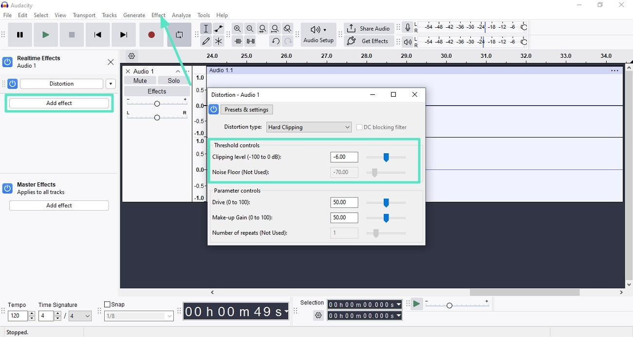 apply audio effects audacity
