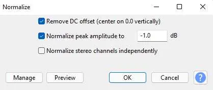 normalize window in audacity 