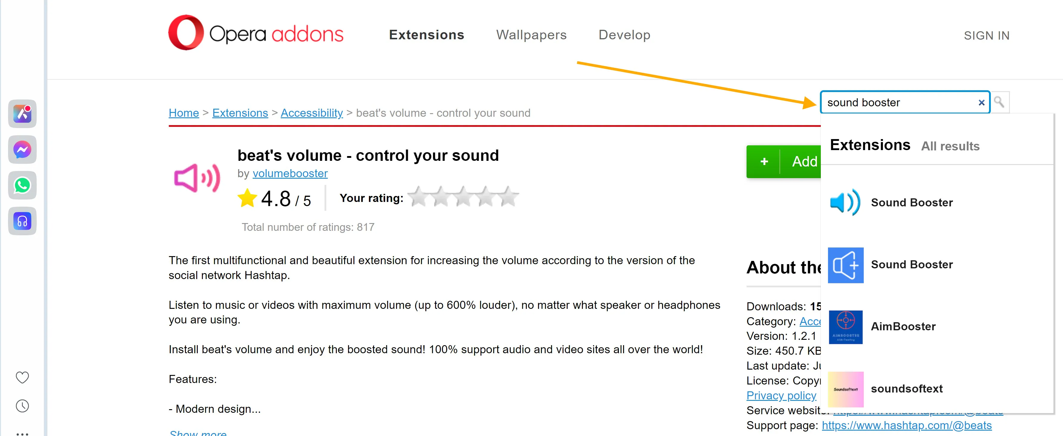 searching for sound booster extension