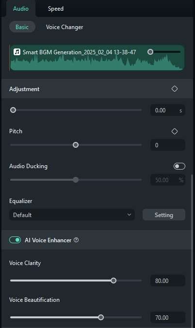 use ai voice enhancer filmora