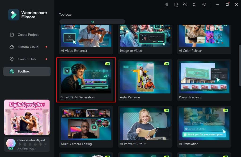wondershare filmora smart bgm generation