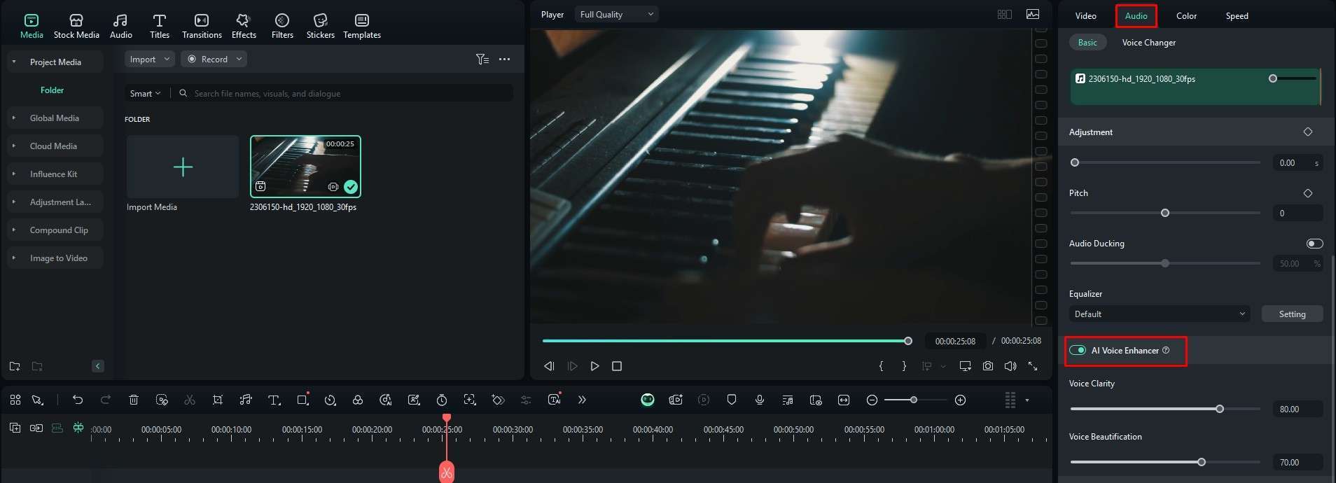 activate ai voice enhancer filmora