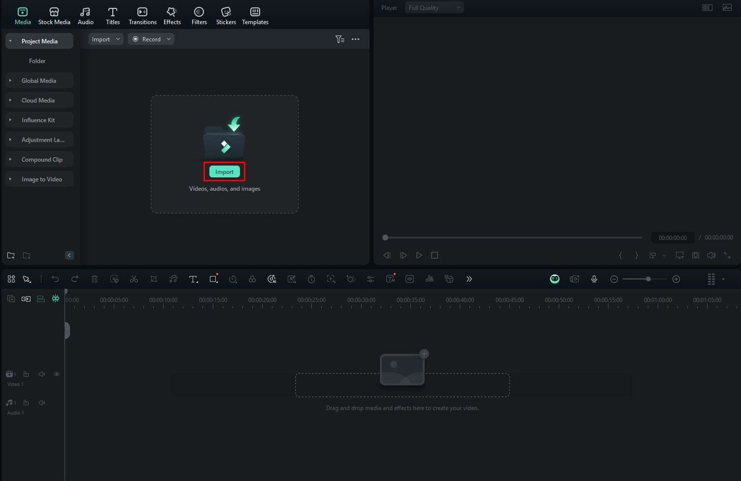 wondershare filmora import media files