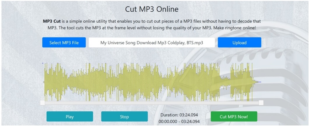 online audio cutter:  CutMP3.Net