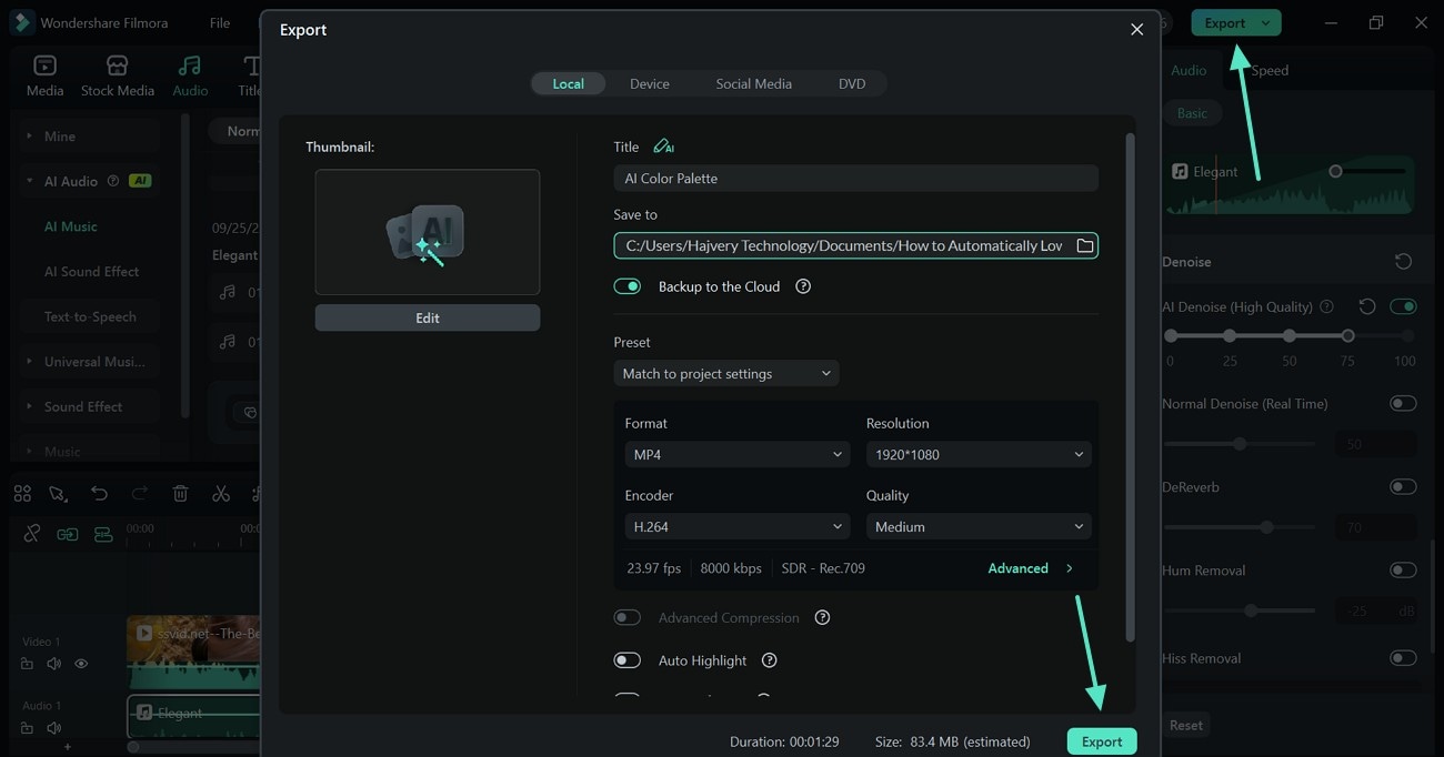 shift the video to pc filmora