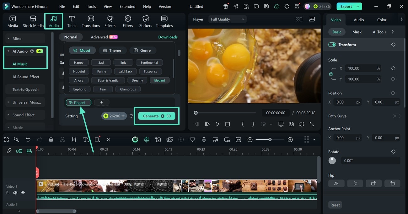 generate custom ai music filmora