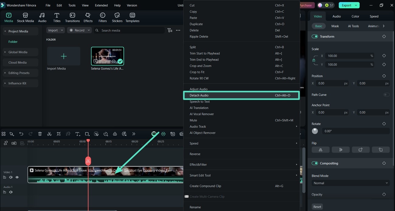 detach audio from video