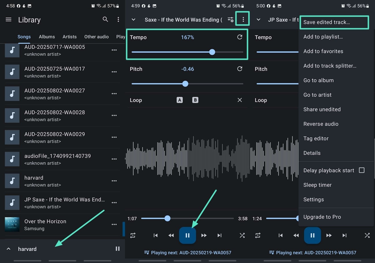 adjust audio speed and export