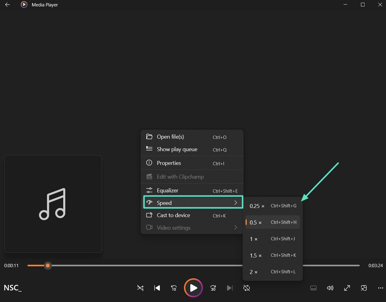 manage speed windows media player
