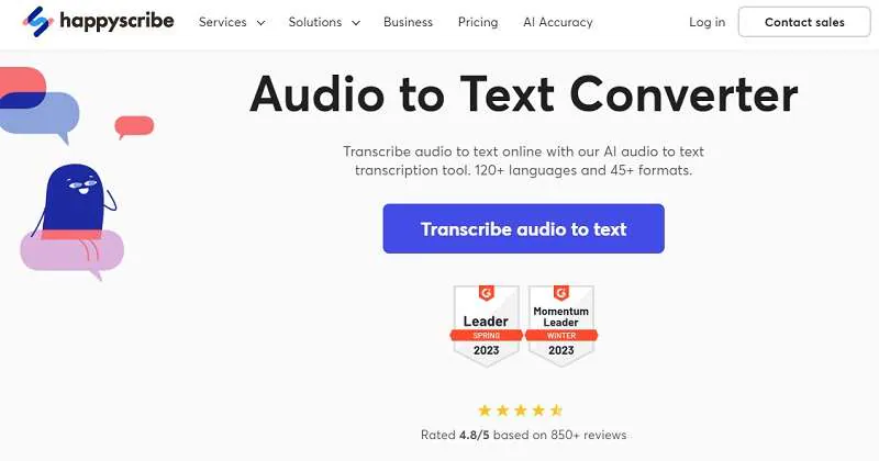 happy scribe as top audio-to-text transcription tool