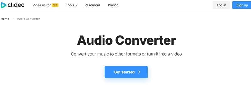 clideo audio to video converter tool