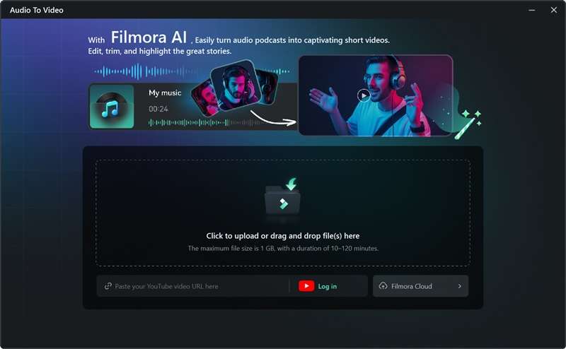 filmora top audio to video converter