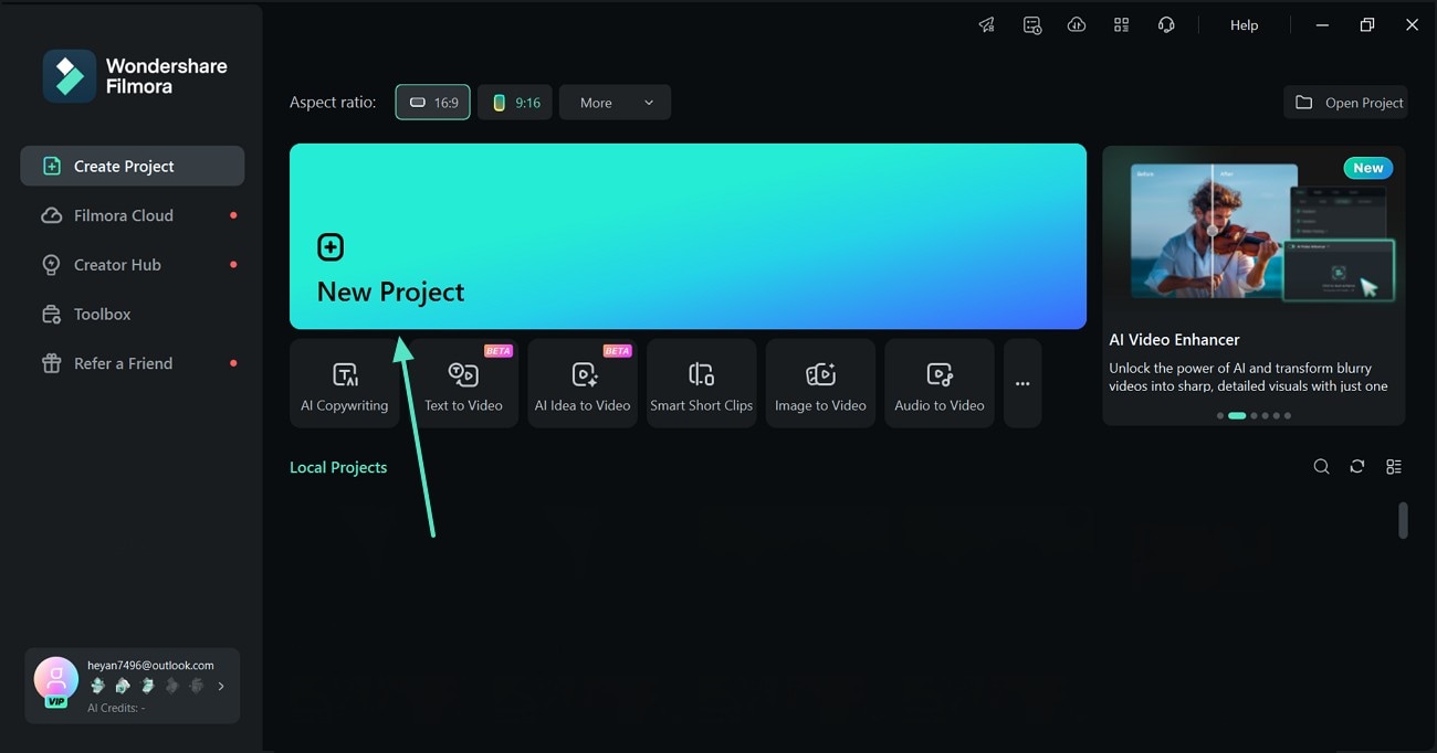 select new project filmora