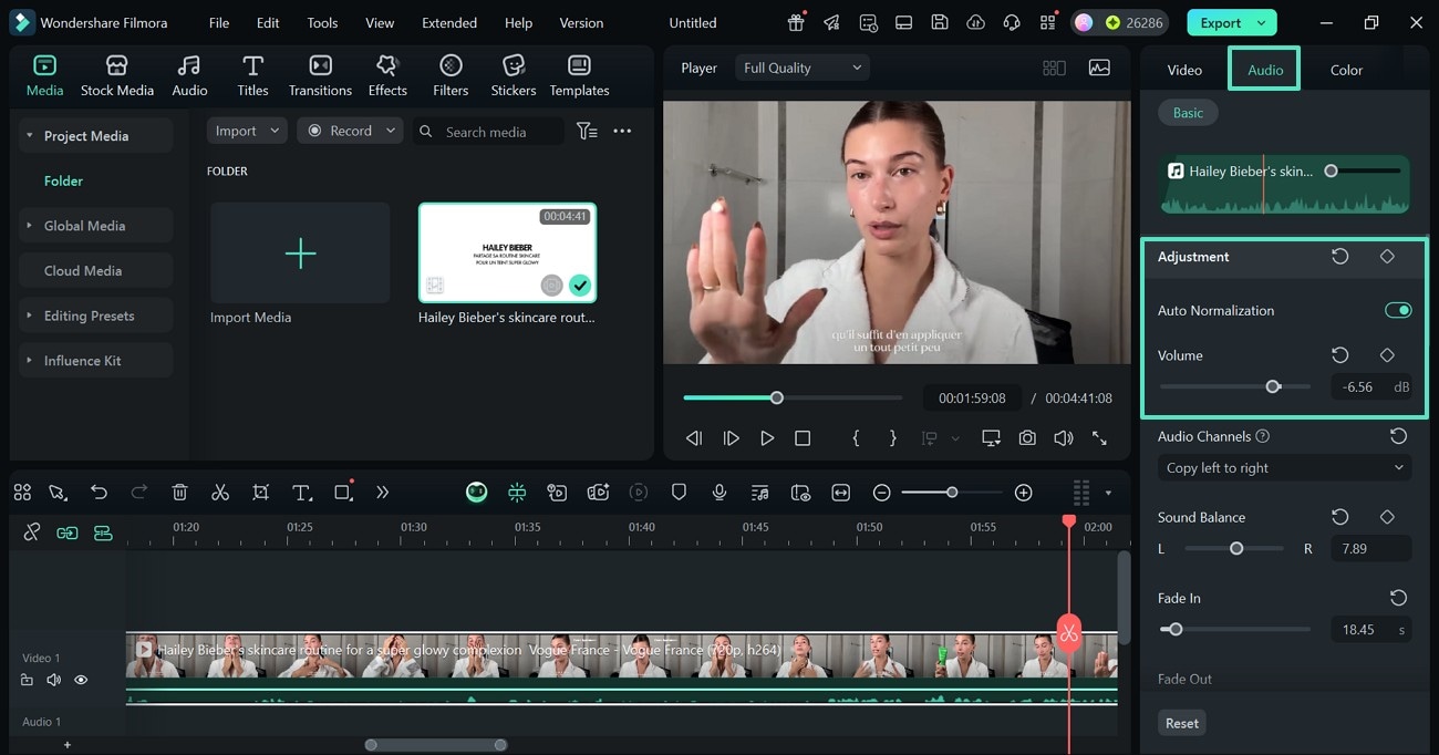 drag the volume slider filmora