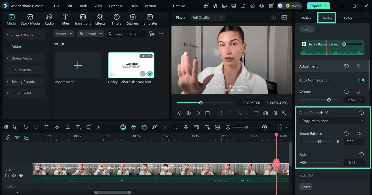 create a balanced sound filmora