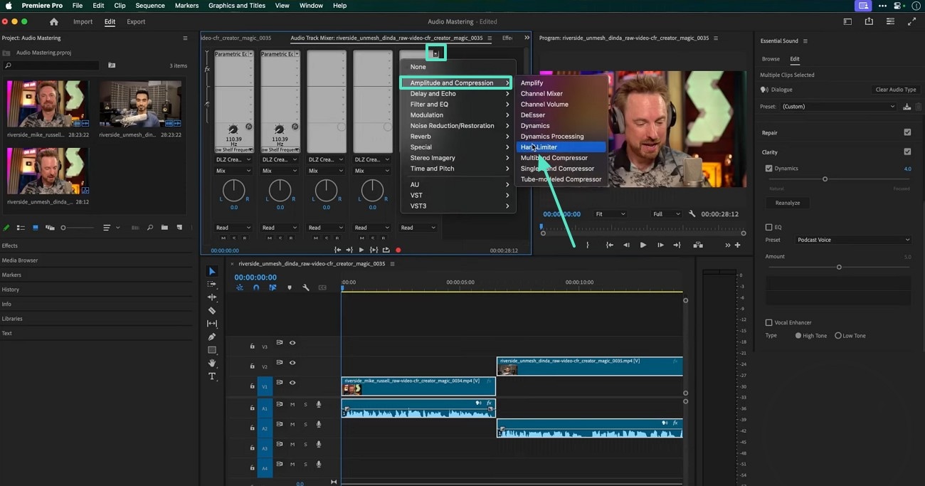 fix amplitude and compression premiere pro