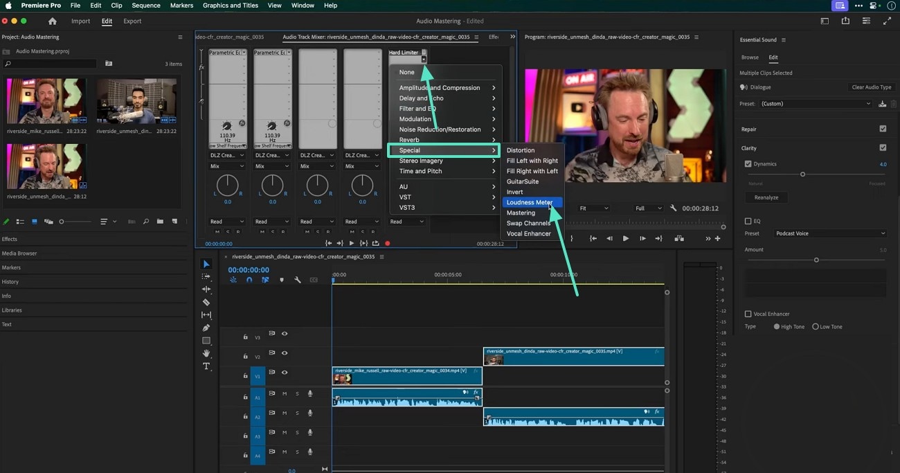 select special loudness meter premiere pro