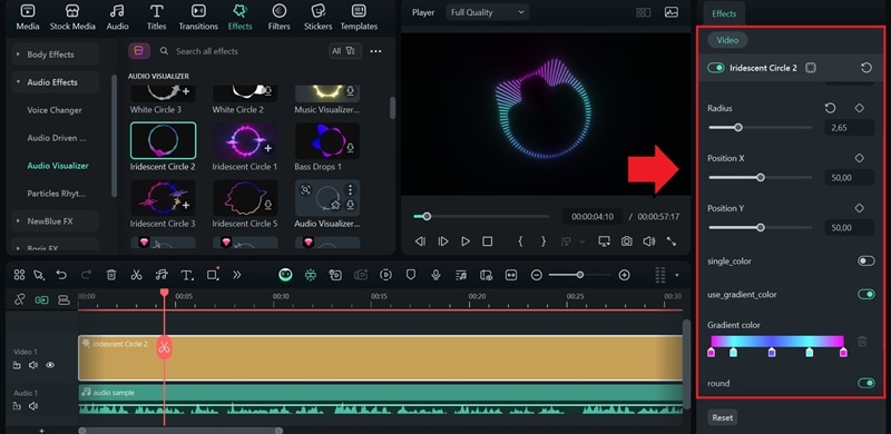 customize filmora audio visualizer