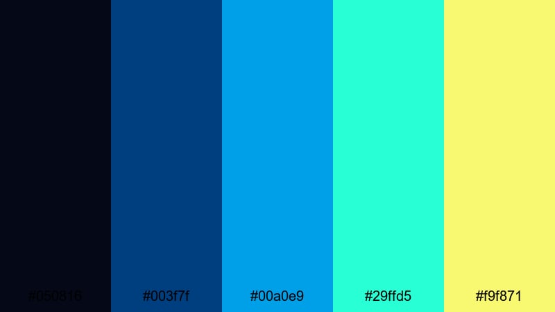 aurora city lights blue cyan color palette with hex codes