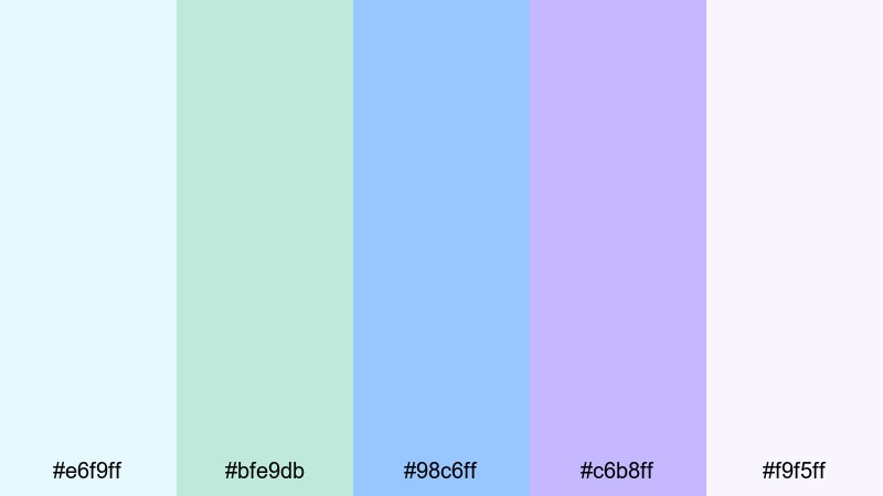 aurora coast fade green blue purple color palette with hex codes