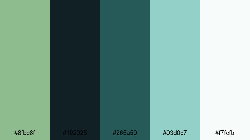 aurora depth reel dark sea green color palette with hex codes