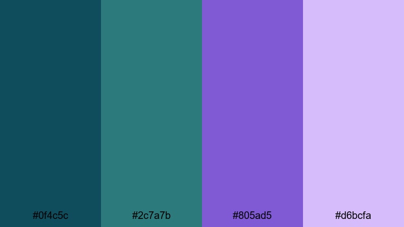 aurora mist gradient teal purple color palette with hex codes