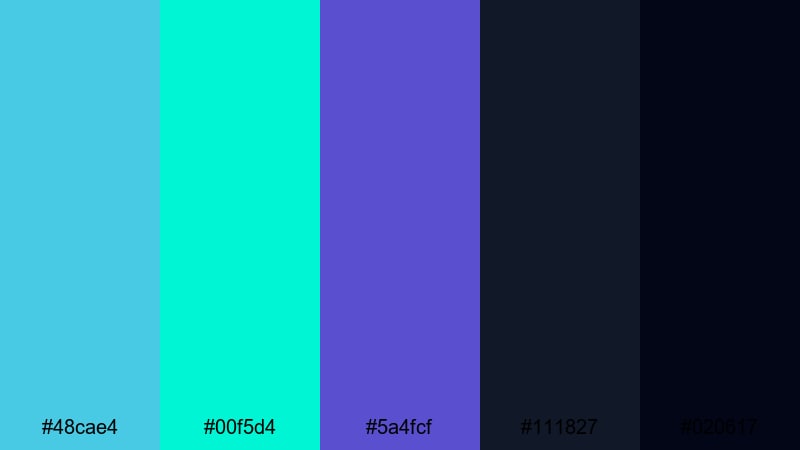 aurora server room cyber color palette with hex codes