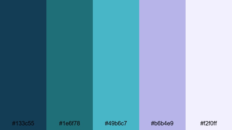 aurora shoreline glow blue green purple color palette with hex codes