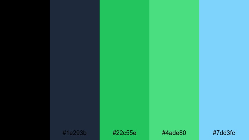 aurora terminal rush black green blue color palette with hex codes