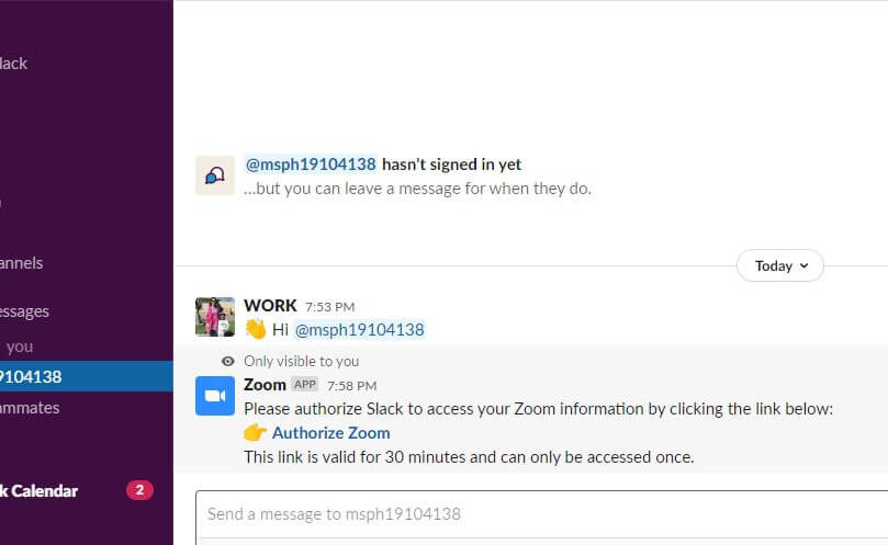 Authorize Zoom On Slack