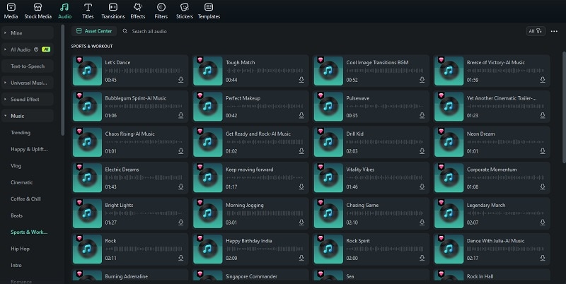 add music from filmora library